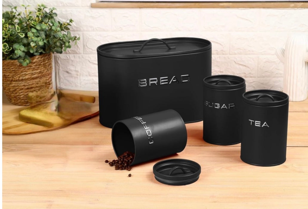 Royal Homeware 4pc Breadbin and Canister set - 3D Letter Design