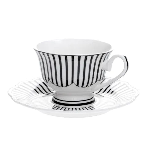 Jenna Clifford Ivory Noir Cups & Saucers - Set of 4