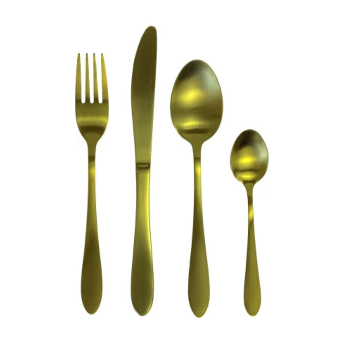 16 piece matte gold cutlery set