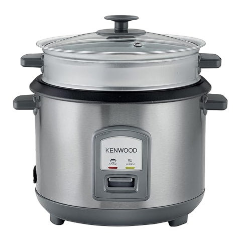 Kenwood Rice Cooker With Steamer, Stainless Steel, 1.8 Litre - Black Metal | RCM45.000SS