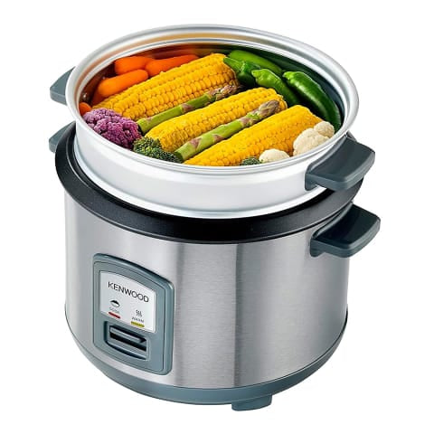 Kenwood Rice Cooker With Steamer, Stainless Steel, 1.8 Litre - Black Metal | RCM45.000SS