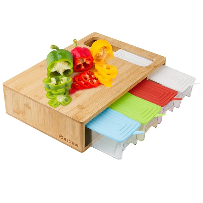 Bernese Series Bamboo Cutting Board with Prep Storage Containers