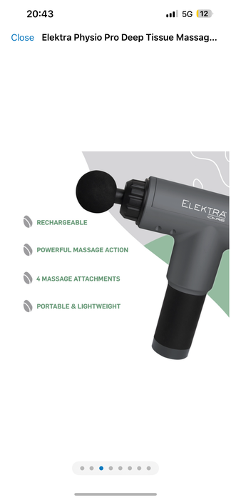 Elektra Physio Pro Deep Tissue Massage Gun with 4 Heads