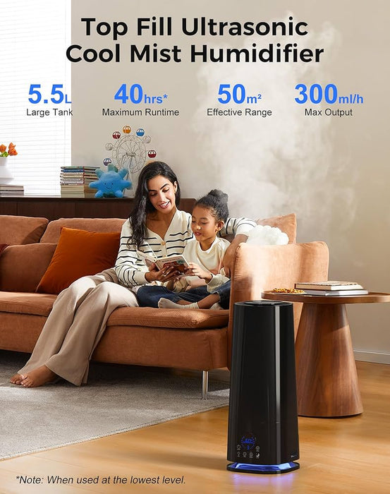 Ultrasonic Cool Mist 5.5L Air Humidifier & Diffuser 2-in-1,