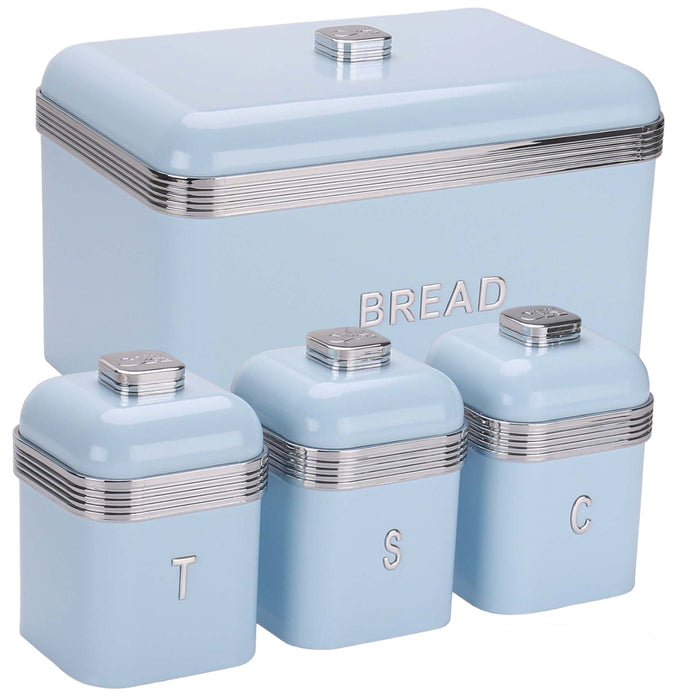 Distoplan Retro Deluxe Bread Bin and 3 Piece Canister Set-Bread Box