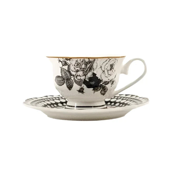 Jenna Clifford Black Rose Cup and Saucer- JC7236