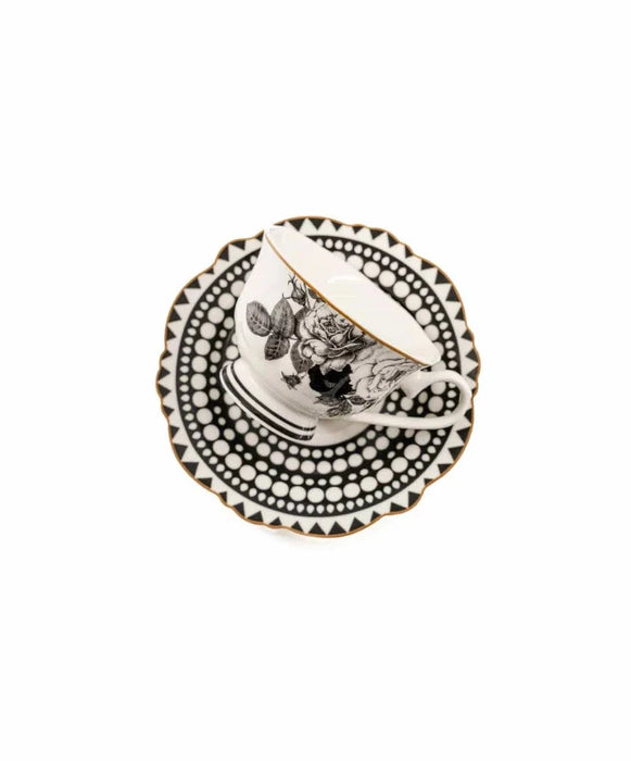 Jenna Clifford Black Rose Cup and Saucer- JC7236