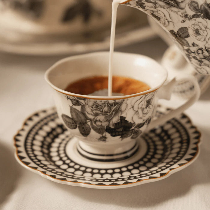 Jenna Clifford Black Rose Cup and Saucer- JC7236