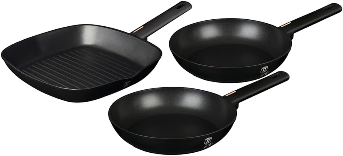 Berlinger Haus 3-Piece Marble Coating Fry & Grill Pan Set - Moonlight