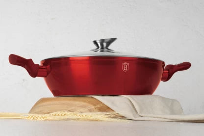 Berlinger Haus 28cm Marble Coating Shallow Pot BH-1263n- Black Burgundy