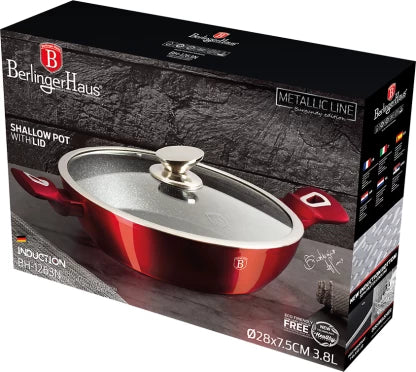 Berlinger Haus 28cm Marble Coating Shallow Pot BH-1263n- Black Burgundy