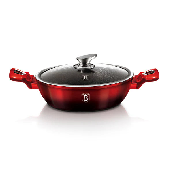 Berlinger Haus 28cm Marble Coating Shallow Pot BH-1263n- Black Burgundy