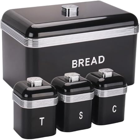 Distoplan Retro Deluxe Bread Bin and 3 Piece Canister Set-Bread Box