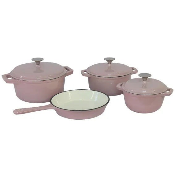 Cast Iron 7 Piece Authentic Dutch Oven Cookware Pot Set