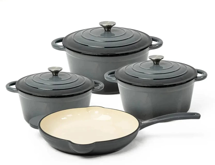 Cast Iron 7 Piece Authentic Dutch Oven Cookware Pot Set
