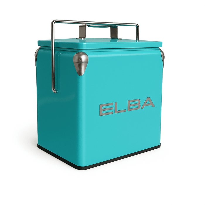 Elba Metal Cooler Box with Handle & Lid - 13L