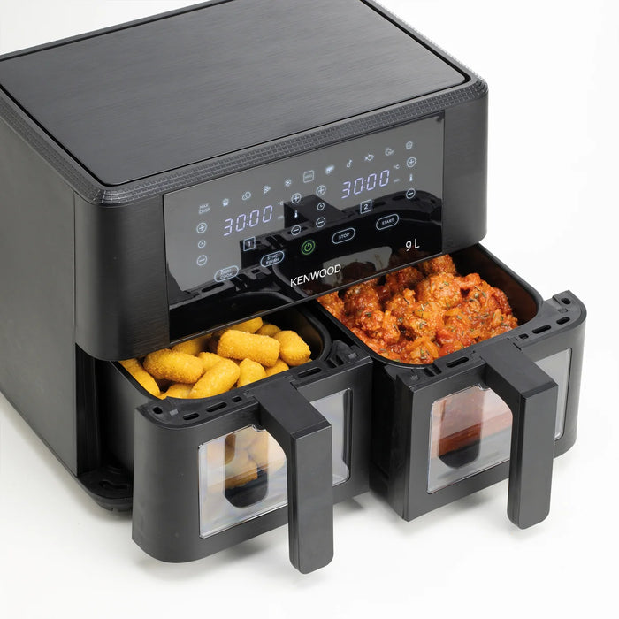 Kenwood - Dual Air Fryer 4.5L + 4.5L = 9L with Windows - HFG95.000BK