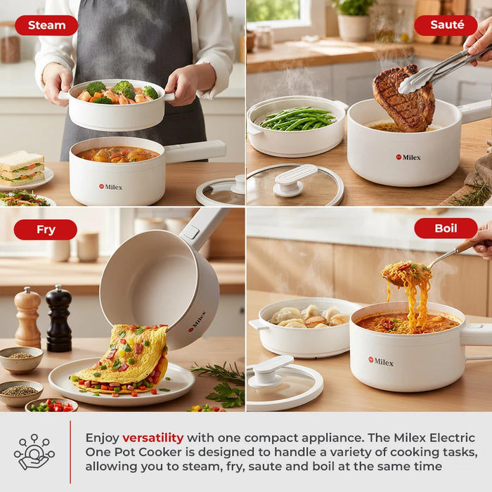 Milex Electric One Pot Cooker – 1.8L Multi-Function Electric Cooker