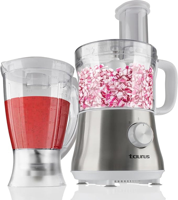Taurus Food Processor With Attachments Stainless Steel Brushed 1.5L 500W