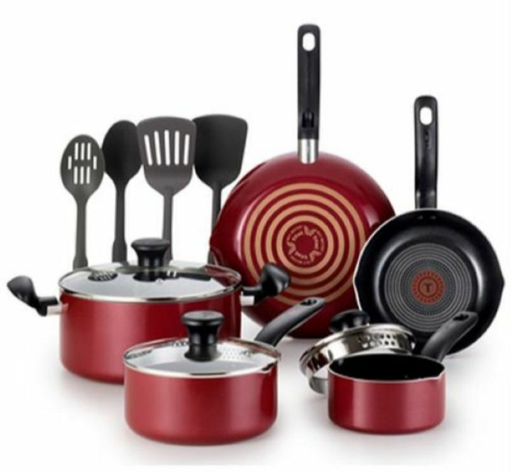 Tefal Simply Cook Non-stick 12 Piece Set Red